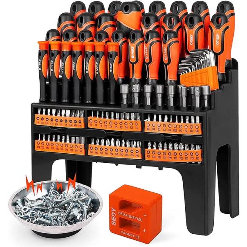 124Piece Ultimate Screwdriver Setwith Magnetic Tips& Racking,Premium Screwdriver